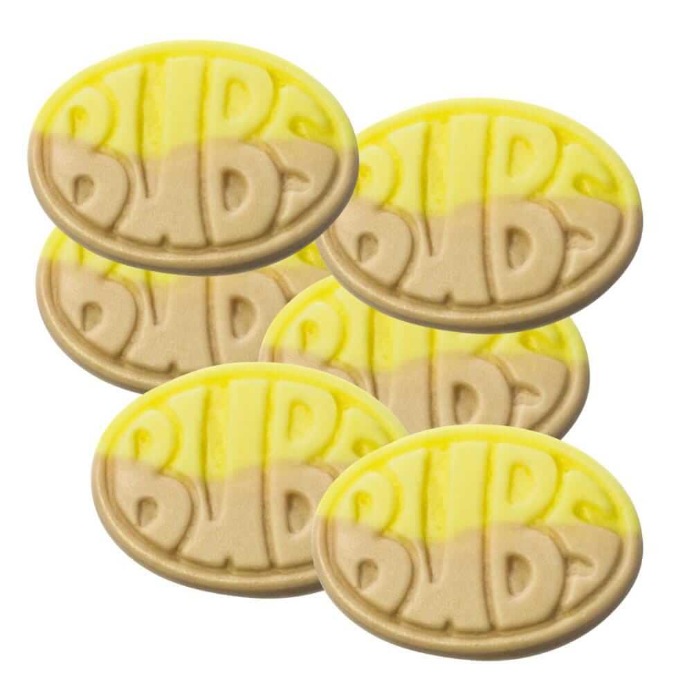 BUBS banana caramel candy, a classic Swedish chewy sweet.

