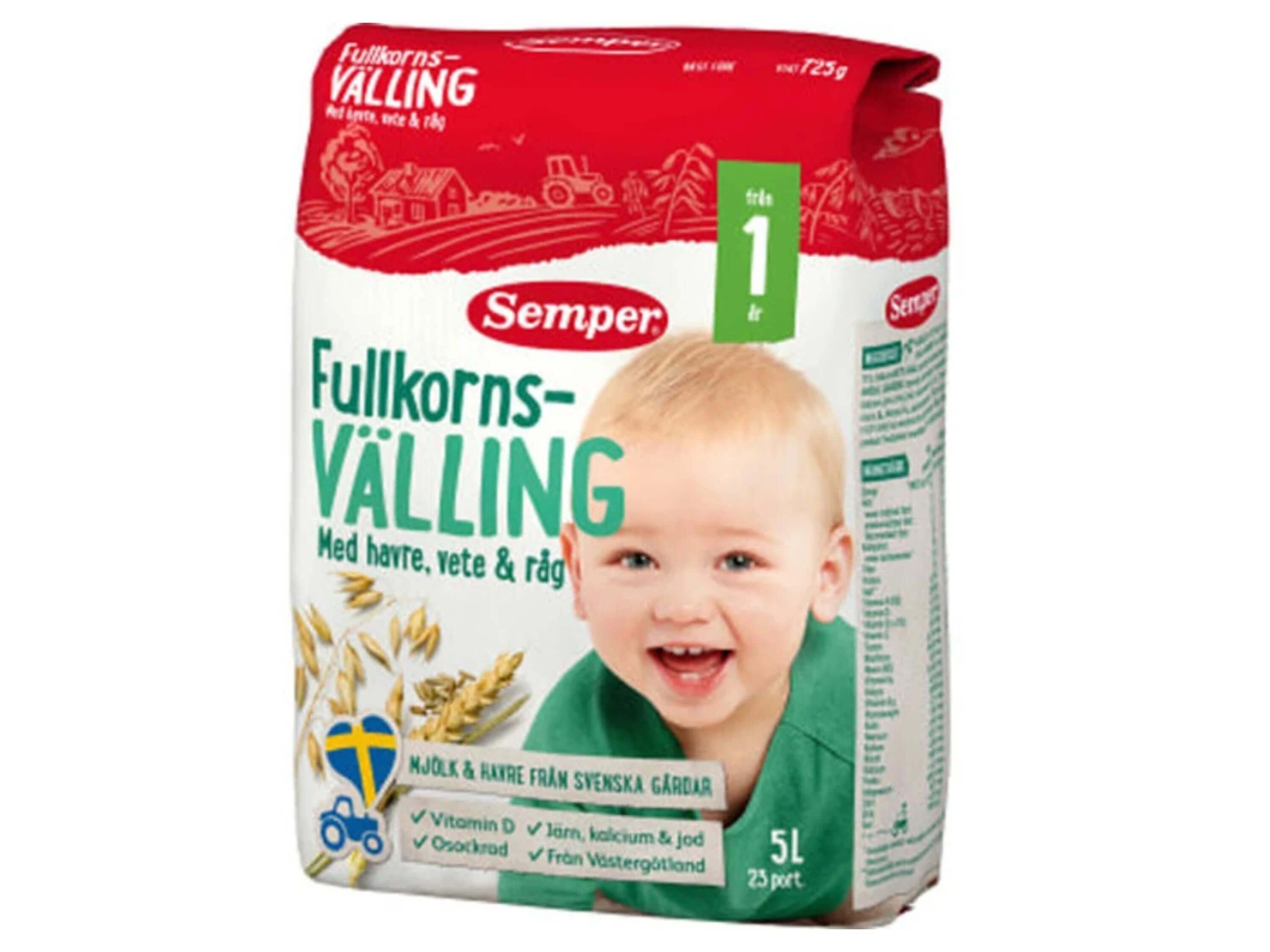 Box of Semper Välling, a Swedish baby oat gruel for 6 months to 6 years.


