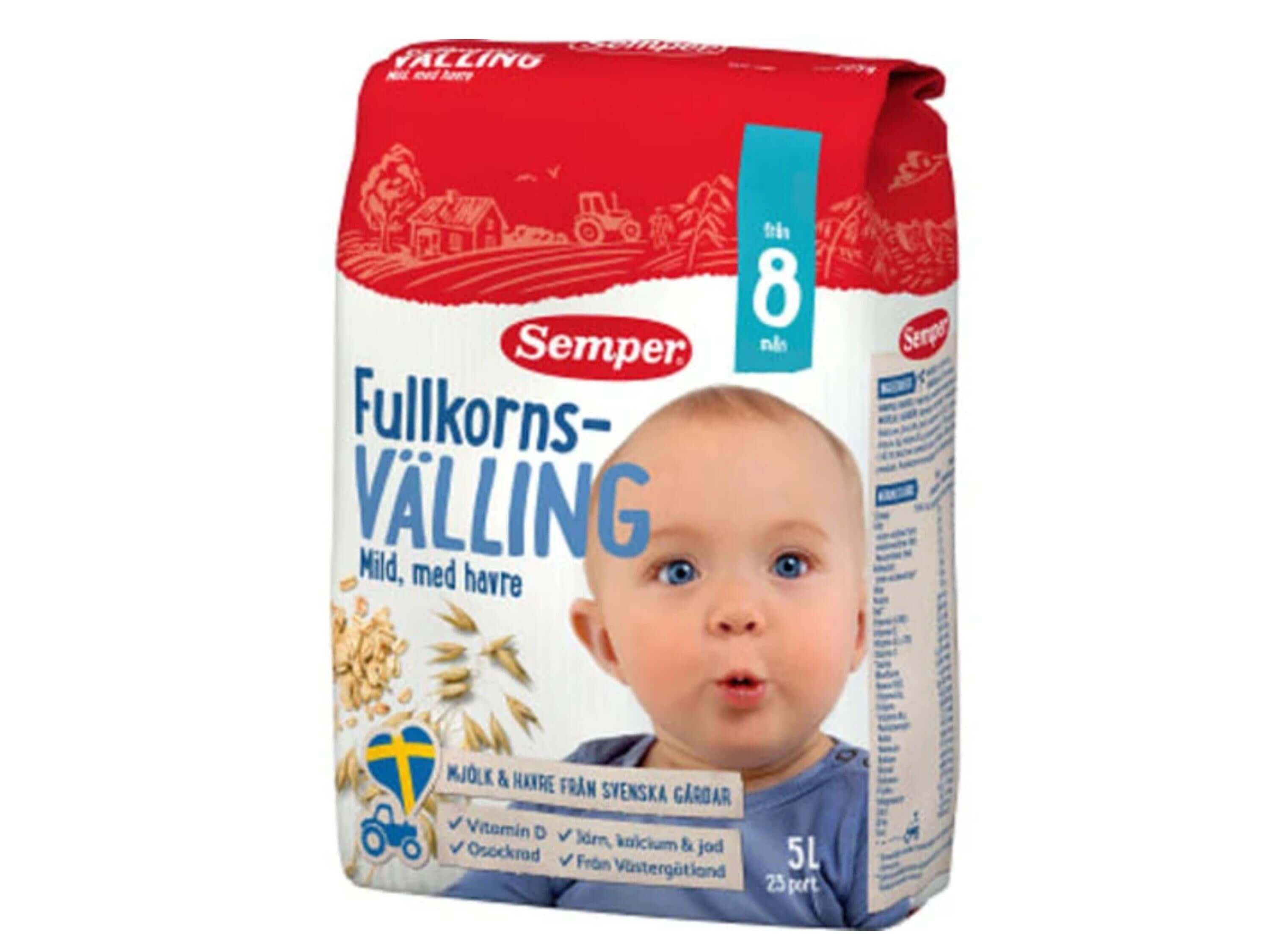 Box of Semper Välling, a Swedish baby oat gruel for 6 months to 6 years.

