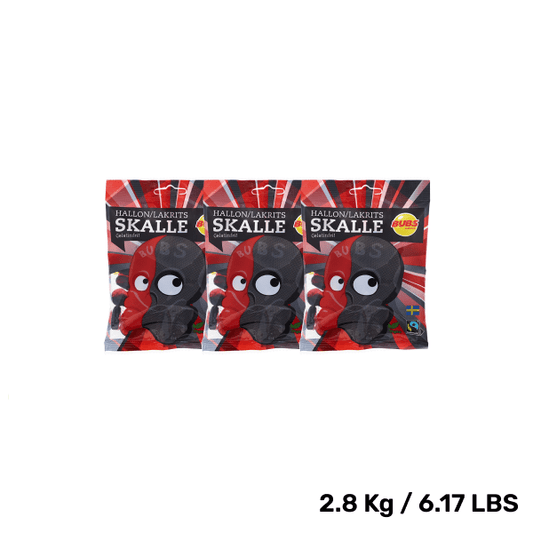 BUBS Raspberry Licorice Skull – Sweet & Salty Swedish Candy (90g)