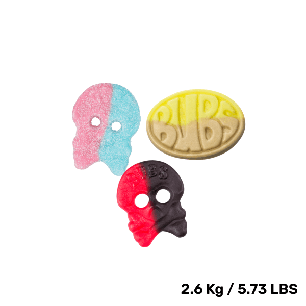 BUBS best sellers candy mix with Dizzy, raspberry, and banana.

