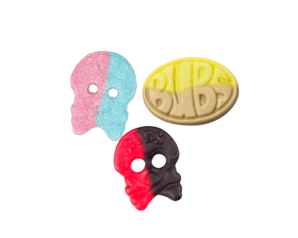 BUBS best sellers candy mix with Dizzy, raspberry, and banana.

