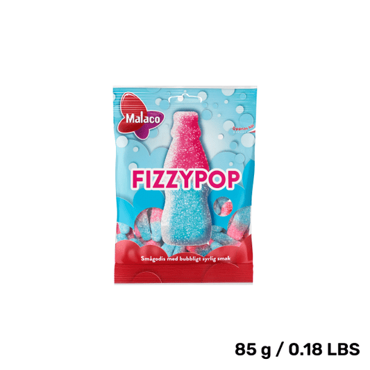 Malaco Fizzypop – Swedish Bubblegum Bottle Gummies (85g)