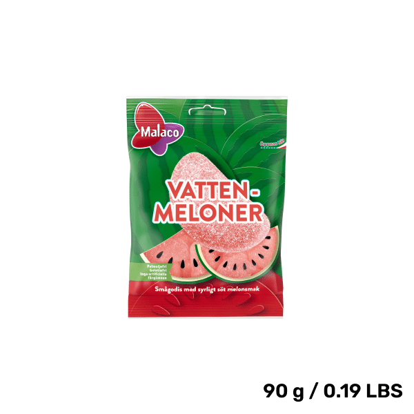 Bag of ScandyBites watermelon gummies, sweet and sour candy.

