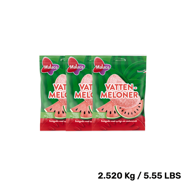 Bag of ScandyBites watermelon gummies, sweet and sour candy.

