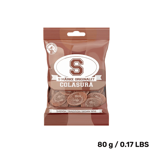 S-Mark Cola Sour Candy – Tangy Fizzy Swedish Cola (80g)