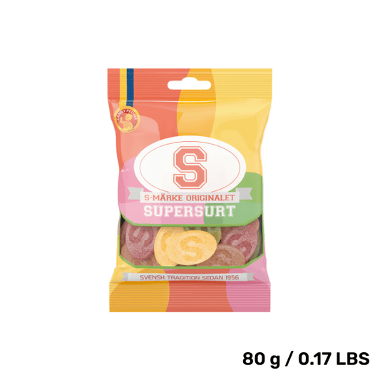 S-Mark Super Sour Candy – Intense Tangy Swedish Treat (80g)