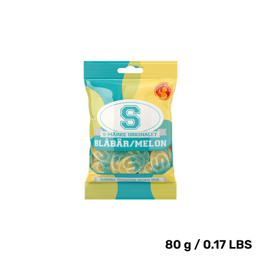 S-Mark Blueberry Melon Candy – Sweet & Tangy Swedish Treat (80g)