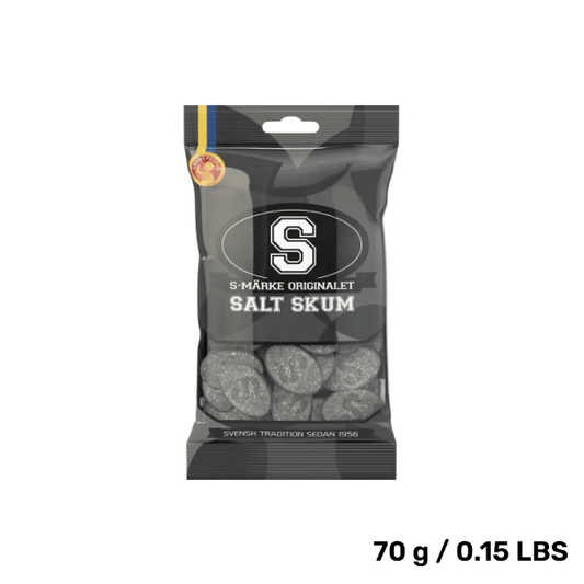 S-Marks Salty Licorice Foam Candies – Swedish Salt Lakrits (70g)