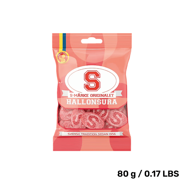 Bag of ScandyBites raspberry sour candy, a tangy Swedish sweet.

