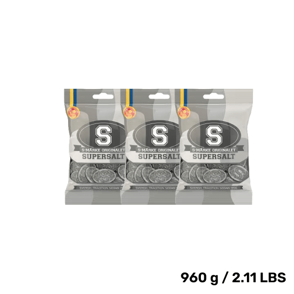 Bag of ScandyBites Supersalt licorice, an intense salty Swedish candy.

